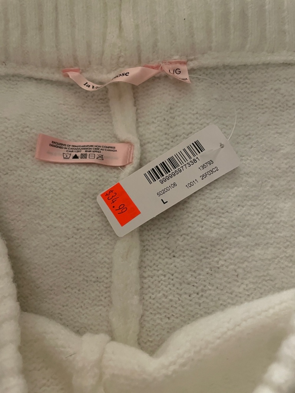 White Cozy Drawstring Lounge Sweatpants - Picture 2 of 4